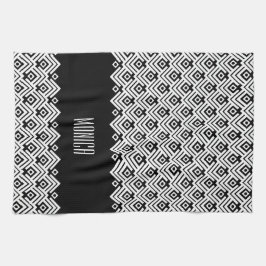 Anpassat namn för svart och vit chevron-dämpare kökshandduk