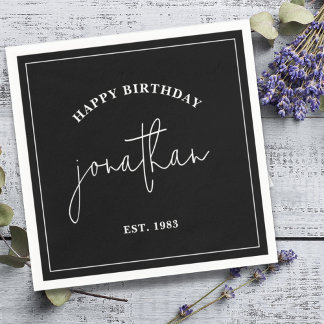 Anpassat namn för svart och vit minimalistisk föde pappersservett