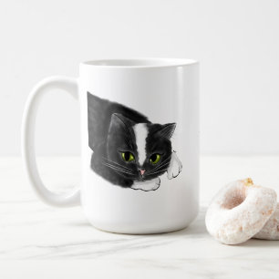 Anpassat namn för svart och vitt katt kaffemugg