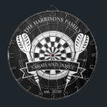 Anpassat namn för svart och vitt trä, Bröllop Darttavla<br><div class="desc">Fira din speciella dag med Bröllop-garderoben för svartvit trädfamilj. Den här ritytan har en monokrom design utan tidslängd och kan vara personlig med parets efternamn, skapar den som en unik keepsaké eller lekfull bröllop-gåva. Perfekt för att lägga till charm i ditt hem eller för att roa gäster kombinerar biet funktioner...</div>