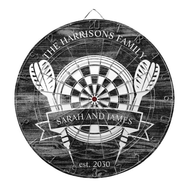 Anpassat namn för svart och vitt trä, Bröllop Darttavla (Framsidan)