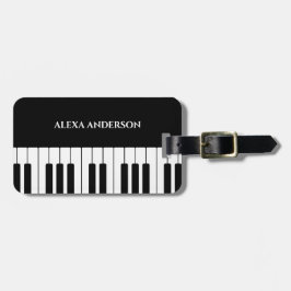 Anpassat namn för svarta och vita pianost bagagebricka