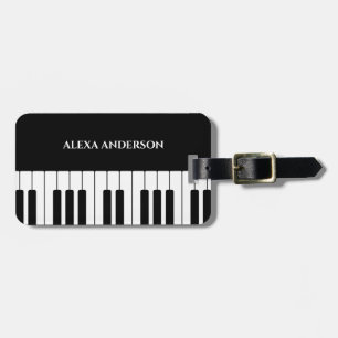 Anpassat namn för svarta och vita pianost bagagebricka