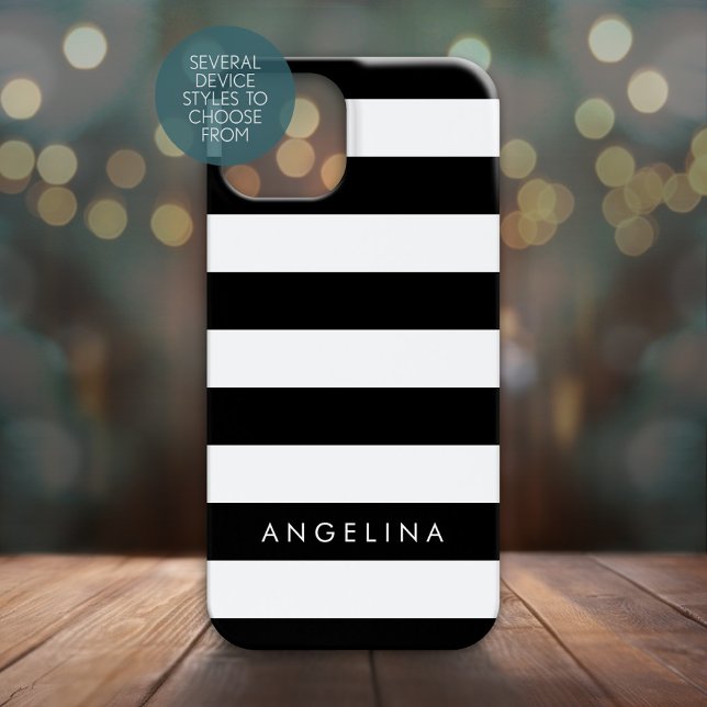 Anpassat namn för Svartvit stripe-Mönster (Personalized Phone Case - Many Device Styles to Choose From)