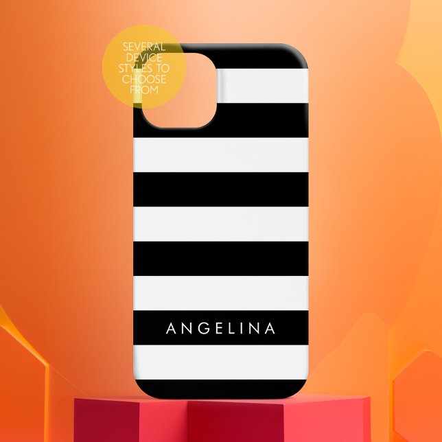 Anpassat namn för Svartvit stripe-Mönster (Personalized Phone Case - Add Custom Text)