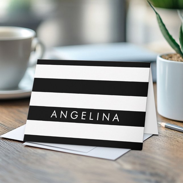Anpassat namn för Svartvit stripe-Mönster Kort (Custom Greeting Card)