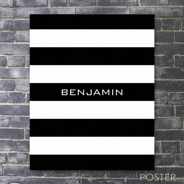 Anpassat namn för Svartvit stripe-Mönster Poster (Custom Sporty Poster)