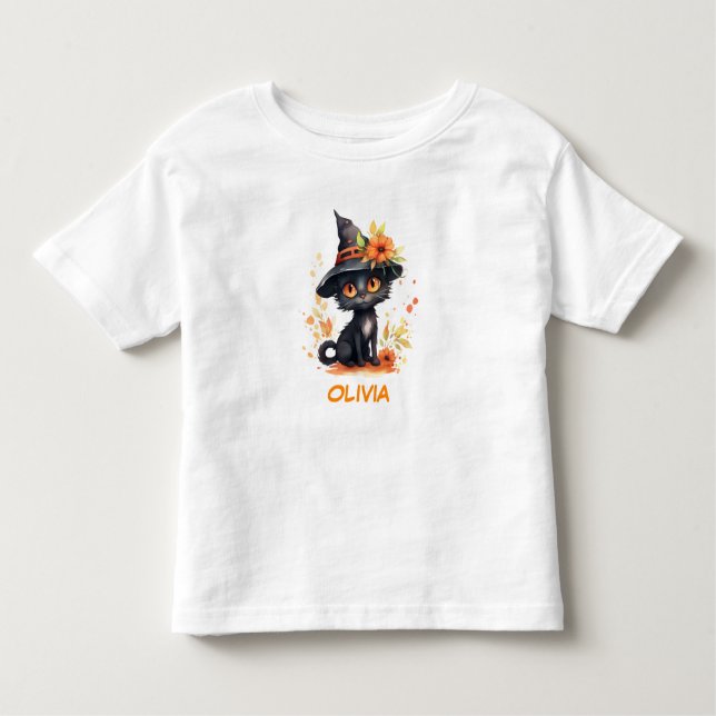 Anpassat namn för Sweet Halloween-katt T Shirt (Framsida)