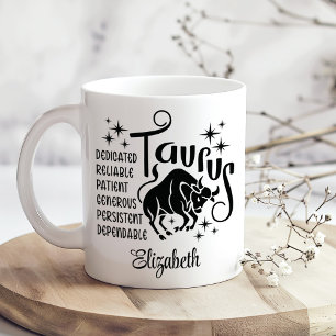 Anpassat namn för Taurus Zodiac Horoscope Kaffemugg