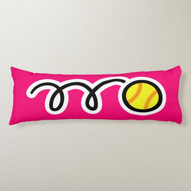 Anpassat namn för tecknaden Cute Softball barn sov Kroppskudde (Framsidan)