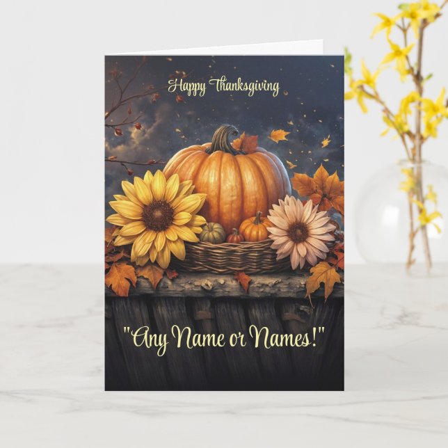 Anpassat namn för thanksgiving eller Söt för Namn  Kort (Gul blomma)