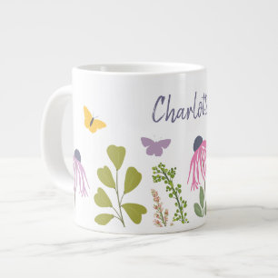 Anpassat namn för trädgårdsblommor och fjärilar jumbo mugg
