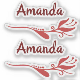 Anpassat namn för Tulip Flower Flourish Rosa Burgu Klistermärken