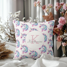 Anpassat namn för Unicorn Cute Watercolor Mönster Kudde