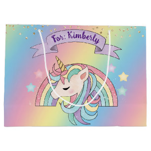 Anpassat namn för Unicorn och Sparkly Rainbow Guld