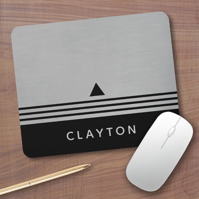 Anpassat namn för utformningen av brusherad Silver Musmatta (Personalized mousepad - Add Photos and Custom Text)