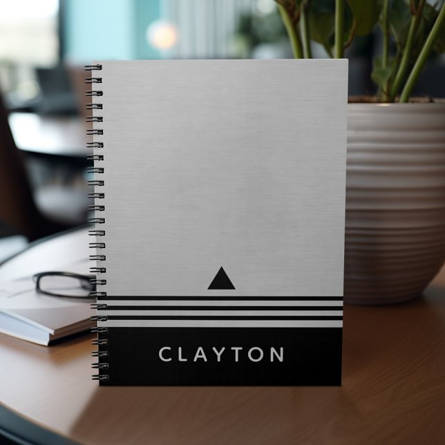 Anpassat namn för utformningen av det penselerade  anteckningsbok (Personalized notebook with custom text - add your name and other options)