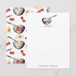 Anpassat namn för vattenfärg Bacon och ägg-säck Anteckningskort