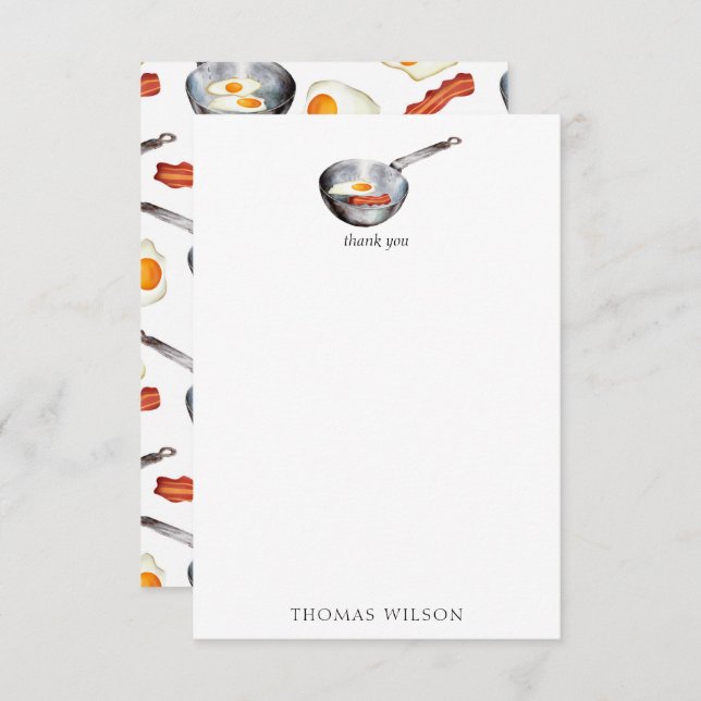 Anpassat namn för vattenfärg Bacon och ägg-säck Tack Kort (Fram/baksida)