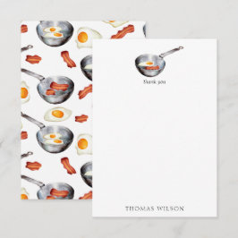 Anpassat namn för vattenfärg Bacon och ägg-säck Tack Kort