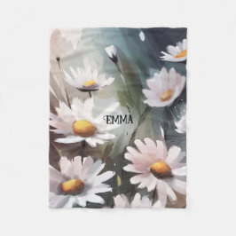 Anpassat namn för vattenfärgen Daisy Mönster Fleecefilt