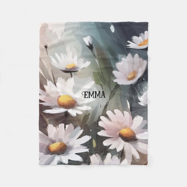 Anpassat namn för vattenfärgen Daisy Mönster Fleecefilt (Framsidan)