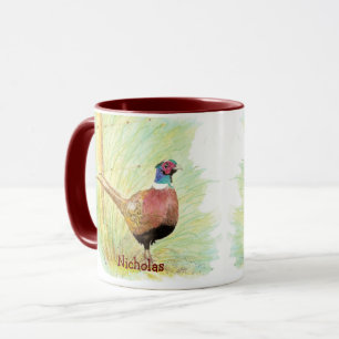 Anpassat namn för vattenfärgen Pheasant Game Bird Mugg