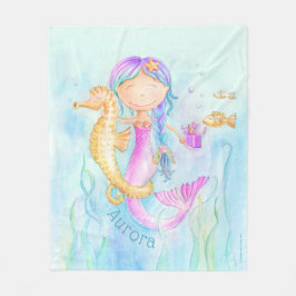 Anpassat namn för vattenfärgen sjöjungfru sjöorse  fleecefilt