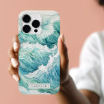 Anpassat namn för vattenfärgsblått vinkart<br><div class="desc">iphone case med en vattenfärgsmålning av vinkara havet.</div>