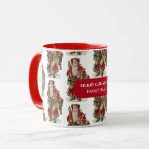 Anpassat namn för vintage Antique Jultomten Mugg