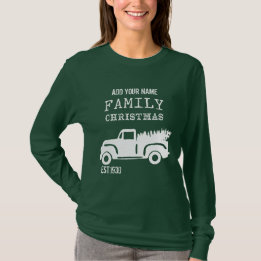 Anpassat namn för vintage Family Julgran Lastbil Tröja