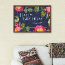 Anpassat namn för vintagens Blommigt Blått födelse