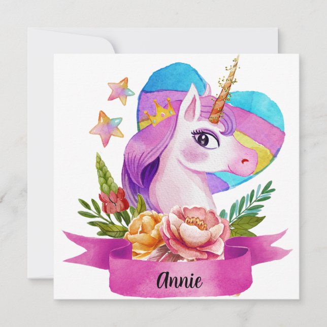 Anpassat namn för vinterfärgad cute Unicorn Heart (Framsida)