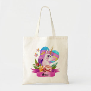 Anpassat namn för vinterfärgad cute Unicorn Heart Tygkasse