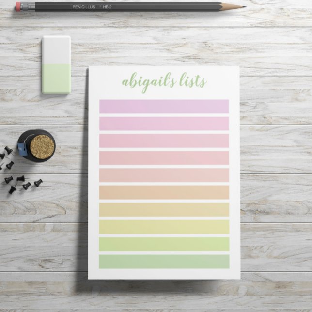 Anpassat namn för Violet Rosa Peach Ombre Post-it Block (Skapare uppladdad)