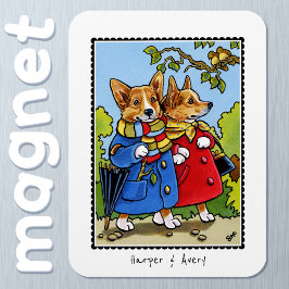 Anpassat namn för visemisk Corgi Hund Illustration Magnet