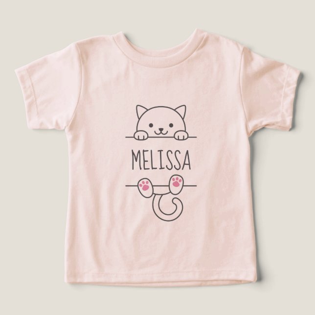 Anpassat namn för vit katt t shirt (Design Framsida)