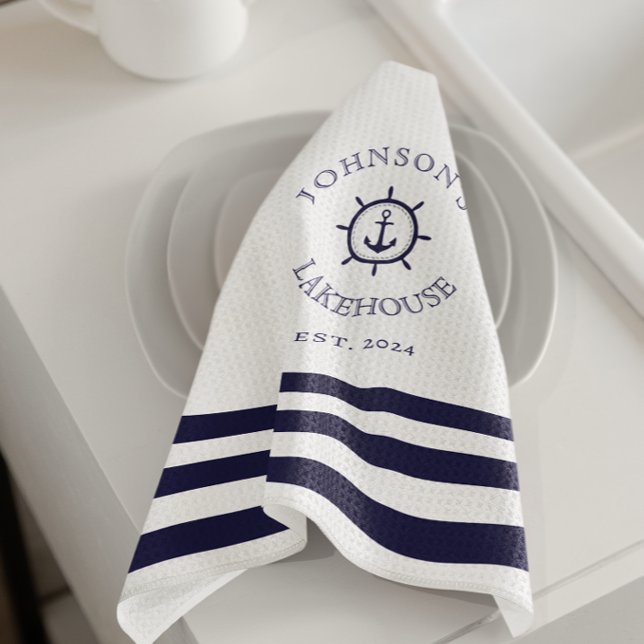 Anpassat namn för vit Nautical Kökshandduk (Skapare uppladdad)