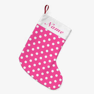 Anpassat namn för Vita punkter Rosa julklapp Liten Julstrumpa