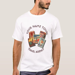 Anpassat namn för vykort för Vintage för reseby T Shirt