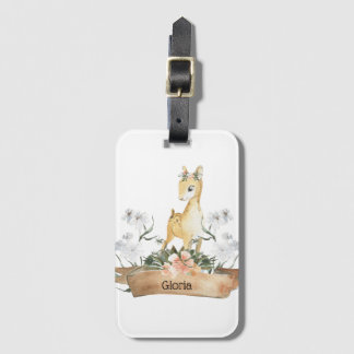 Anpassat namn för Watercolor Woodland Baby Fawn Bagagebricka