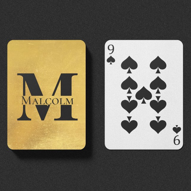 Anpassat namn för Weasted Guld Personlig Monogram Casinokort (Skapare uppladdad)