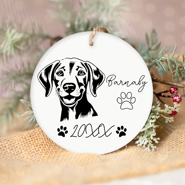 Anpassat namn för Weimaraner-Hund och år Julgransprydnad Keramik (Skapare uppladdad)