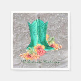 Anpassat namn för westerna Bröllop CowboyBoots Flo Pappersservett