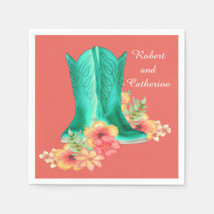 Anpassat namn för westerna Bröllop CowboyBoots Flo Pappersservett