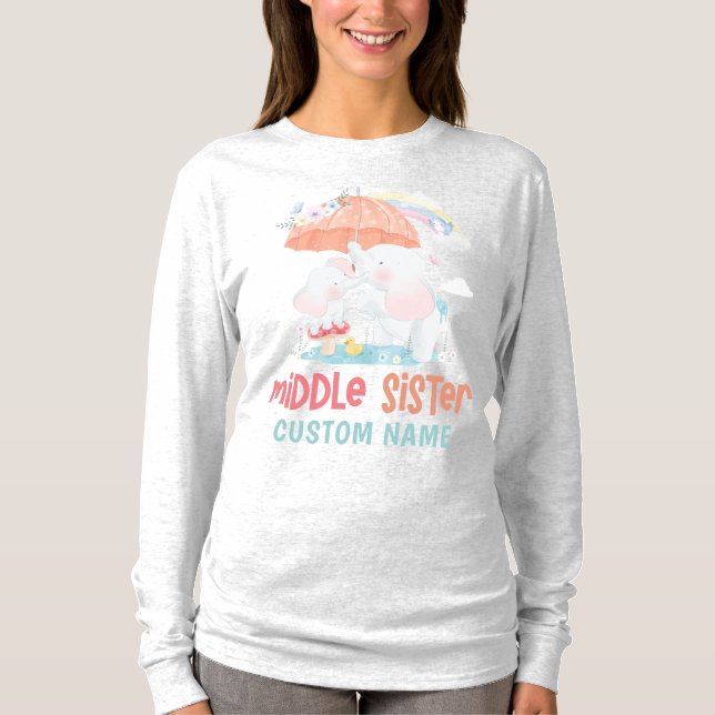 Anpassat namn för Whimsical Elephants Mitten Siste T Shirt (Framsida)