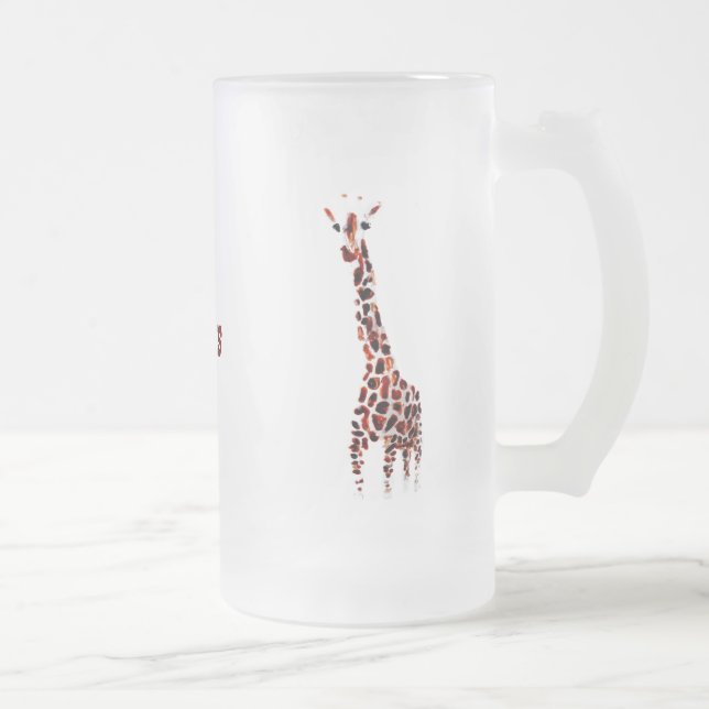 Anpassat namn för Wildlife Art Giraffes Frostat Ölglas (Höger)