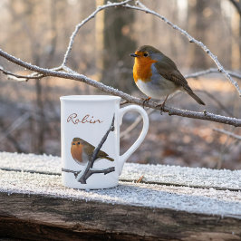 Anpassat namn för Winter Red Robin Birds Benporslin Mugg
