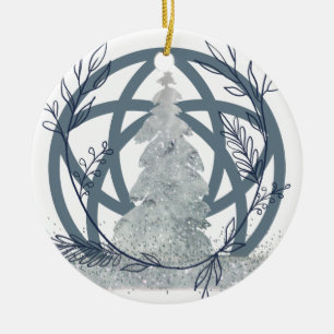 Anpassat namn för Winter Solstice Snö Glitter Träd Julgransprydnad Keramik