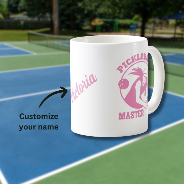 Anpassat namn för Woman Pickleball Master Spelare Kaffemugg (Skapare uppladdad)